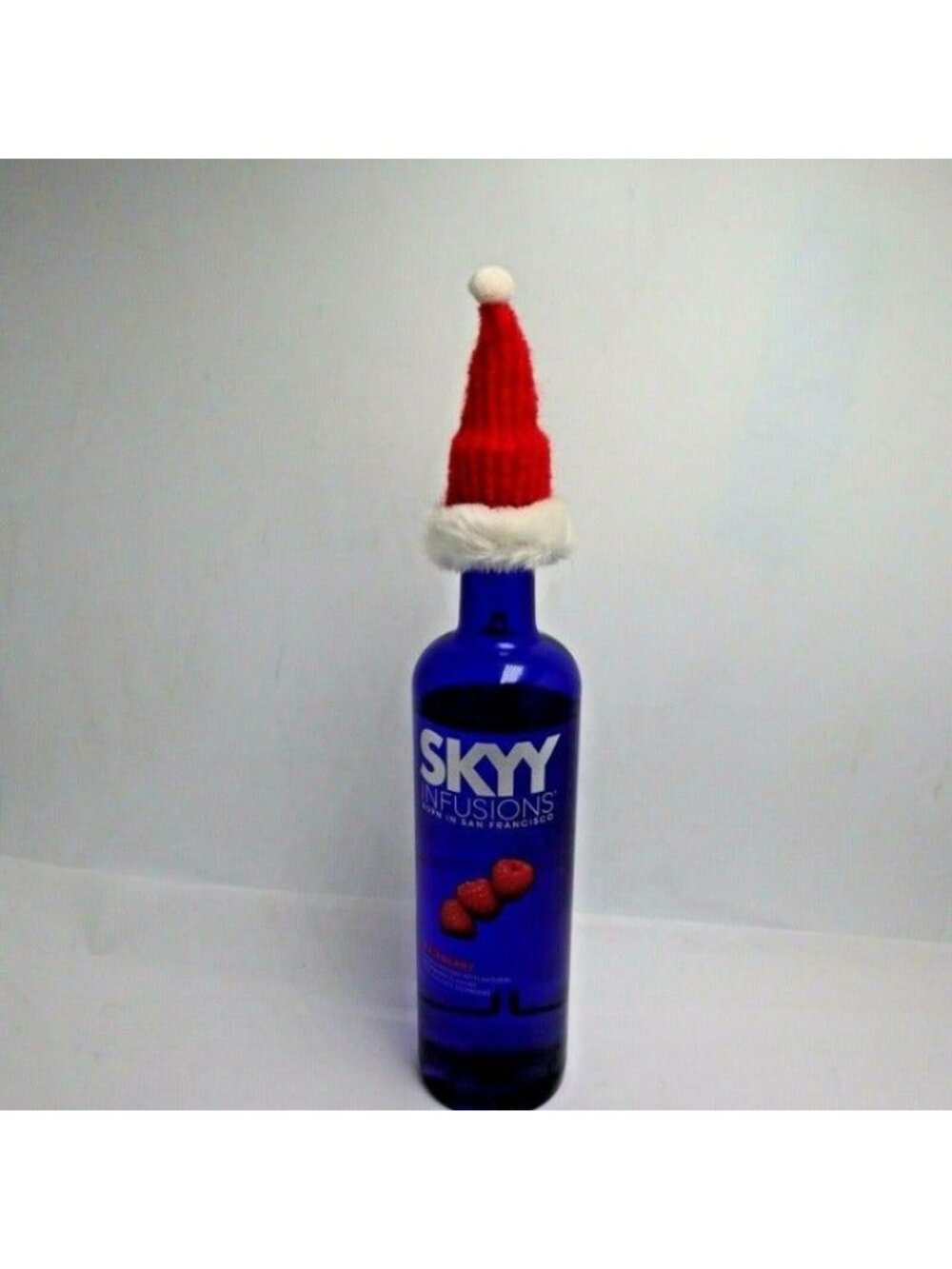 Santa Hat Wine Bottle Topper Christmas Holiday Red White Fleece
